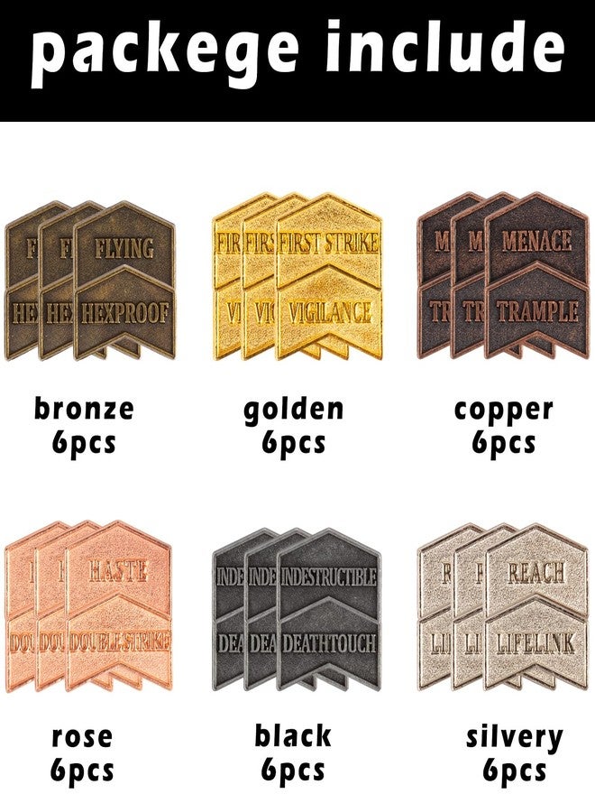 LAMJAM 36 Pieces Magic The Gathering Antique Metal Token Counter MTG Keyword Counters Creature Stats Buff Tokens for CCG Card Gaming Accessories - Image 3